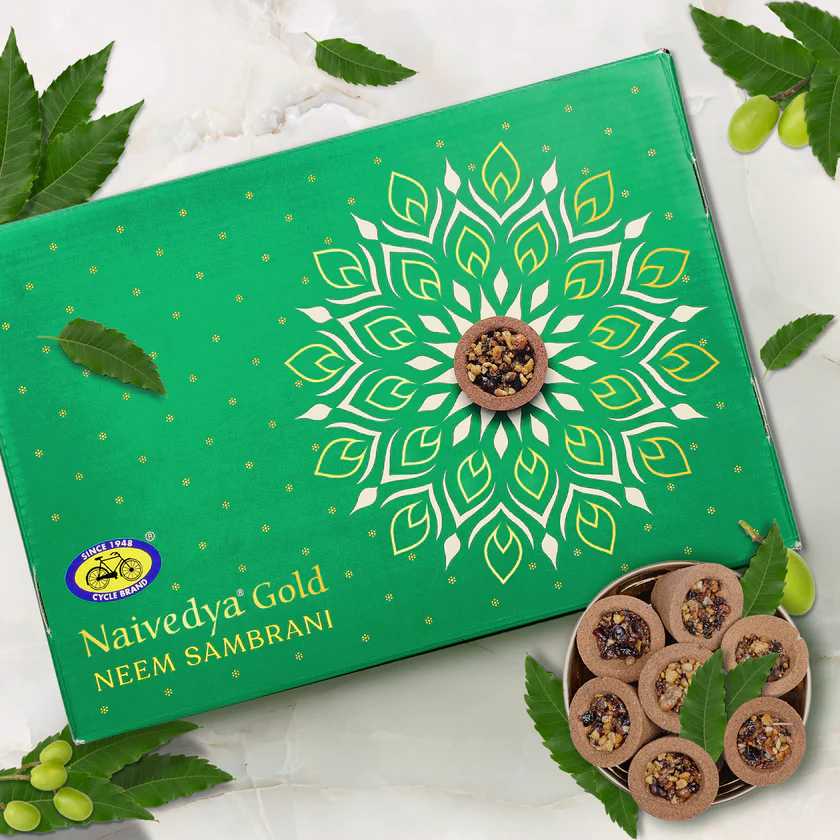 Naivedya_NEEM Naivedya Gold Neem Sambrani Cups (18 pcs + Holder) - Image 1